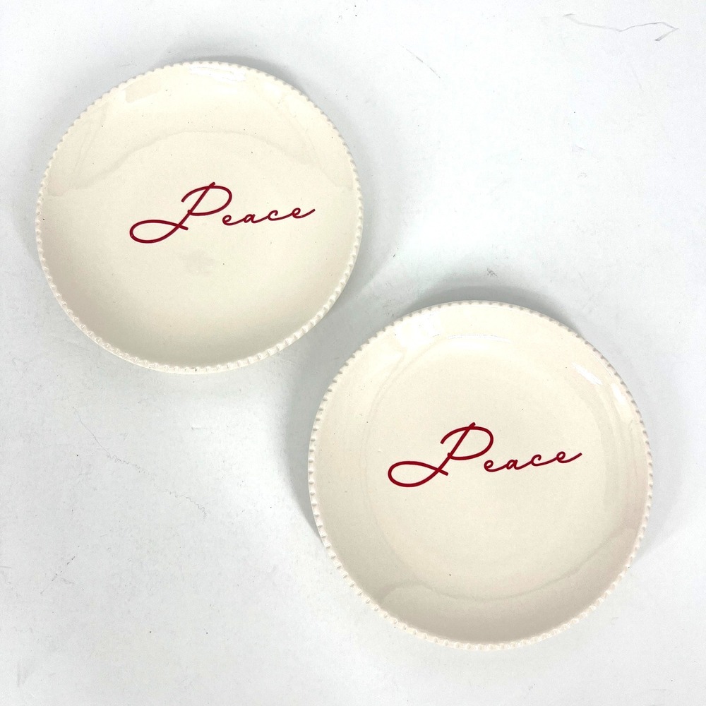Better Homes & Gardens Winter Christmas Peace Appetizer Plates 6.53"‎ Set of 2